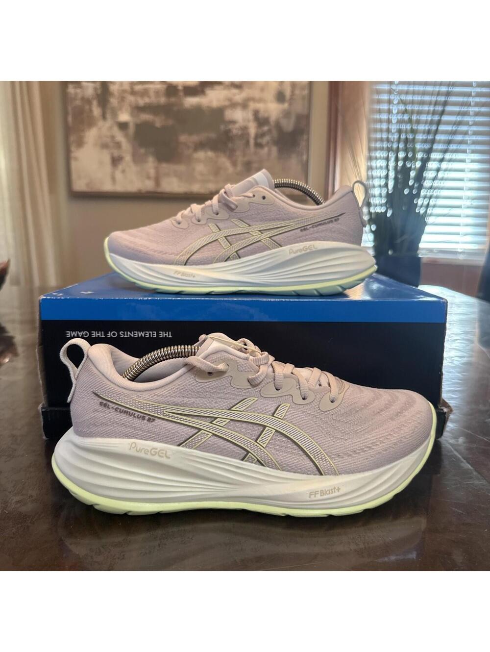 Asics Gel Cumulus 27 Womens 7.5 Running Shoes Mineral Beige/Huddle Yellow